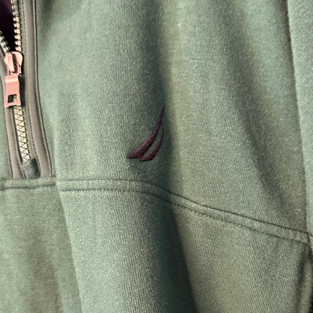 Nautica Men's Deep Green Quarter-Zip Pull Over Large - Picture 3 of 7